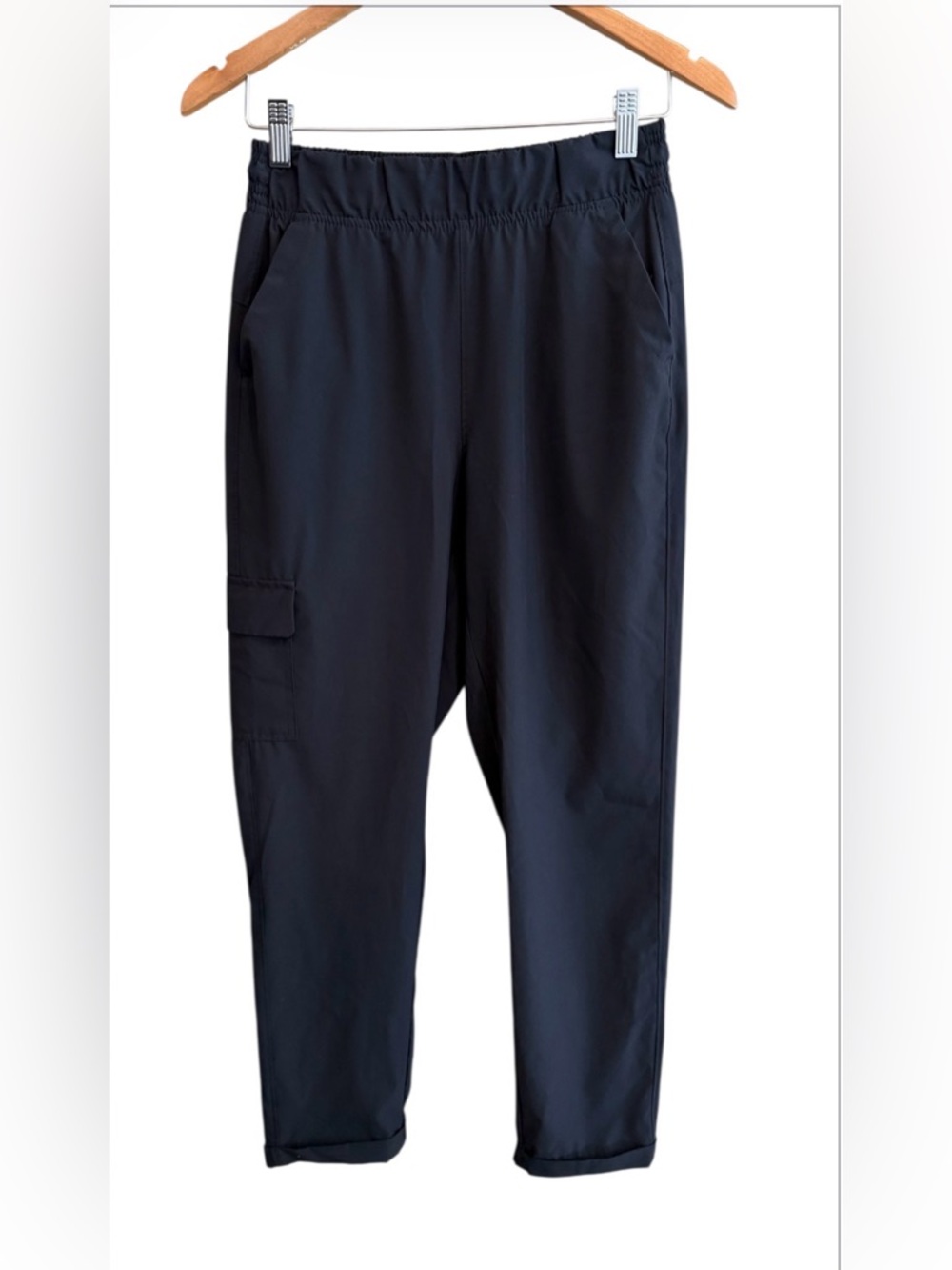 Apana Black Elastic Waist Cargo Jogger Pants